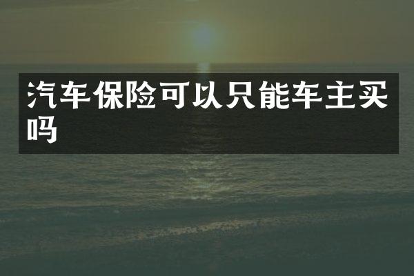 汽车保险可以只能车主买吗