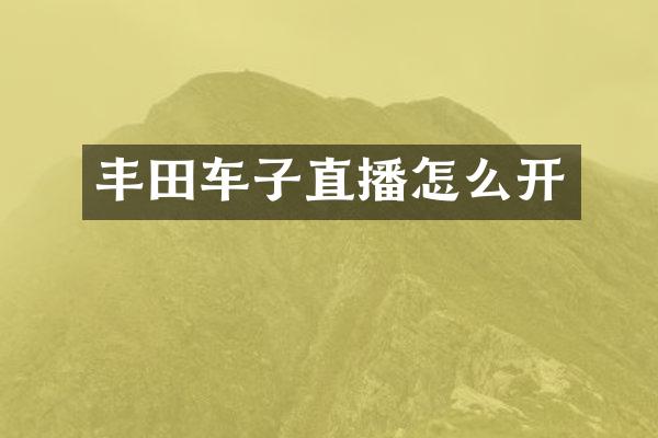 丰田车子直播怎么开