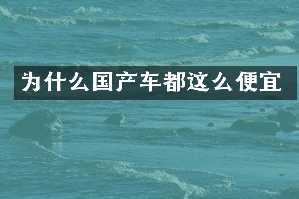 为什么国产车都这么便宜
