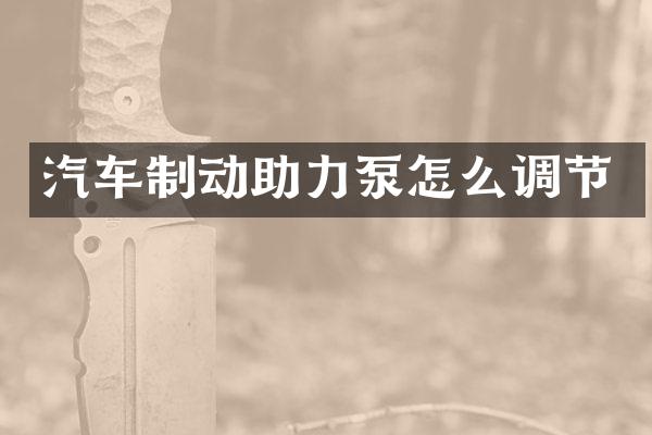 汽车制动助力泵怎么调节