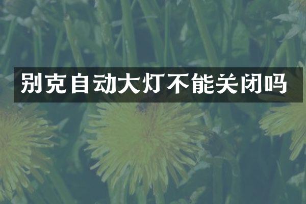别克自动大灯不能关闭吗