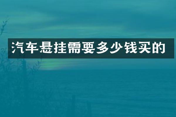 汽车悬挂需要多少钱买的