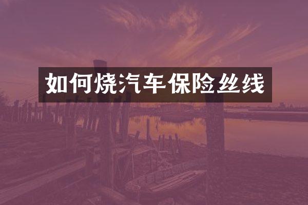 如何烧汽车保险丝线