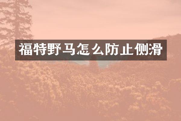 福特野马怎么防止侧滑