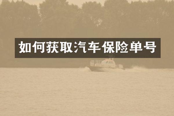 如何获取汽车保险单号