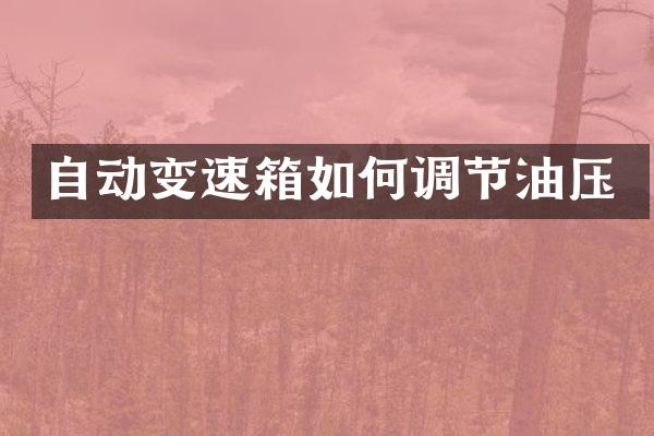 自动变速箱如何调节油压