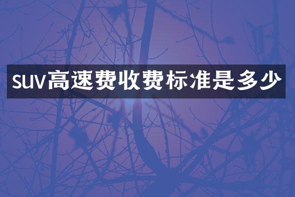 suv高速费收费标准是多少