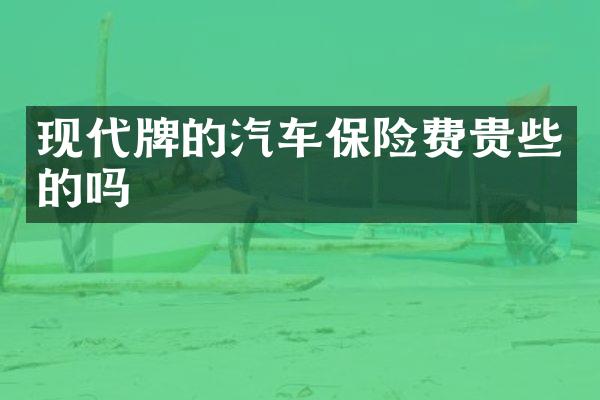 现代牌的汽车保险费贵些的吗