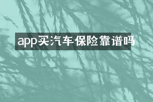 app买汽车保险靠谱吗