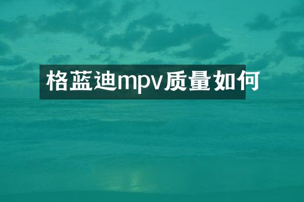 格蓝迪mpv质量如何