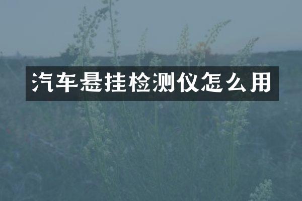 汽车悬挂检测仪怎么用