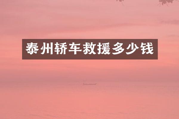 泰州轿车救援多少钱