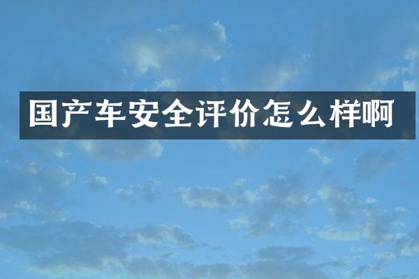 国产车安全评价怎么样啊