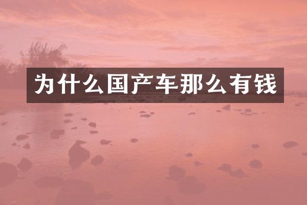 为什么国产车那么有钱