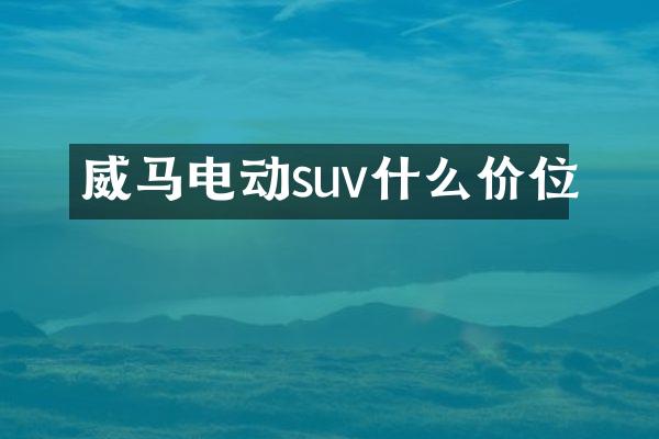 威马电动suv什么价位