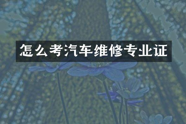 怎么考汽车维修专业证
