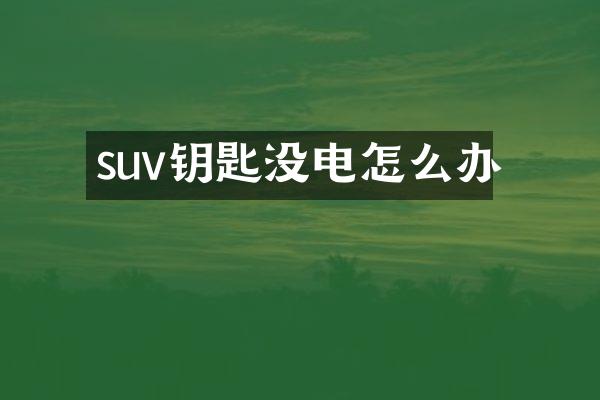 suv钥匙没电怎么办
