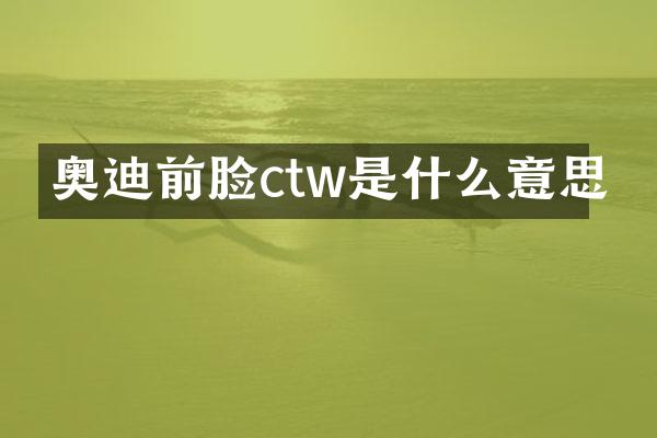 奥迪前脸ctw是什么意思
