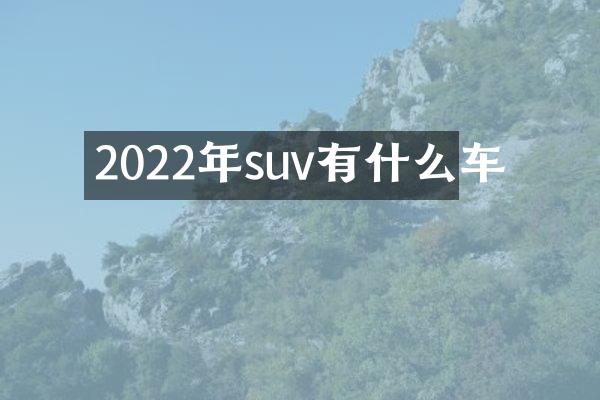 2022年suv有什么车