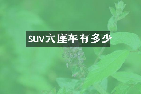 suv六座车有多少