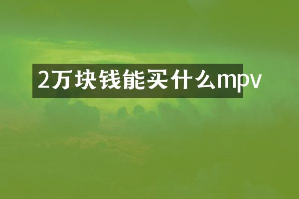 2万块钱能mpv