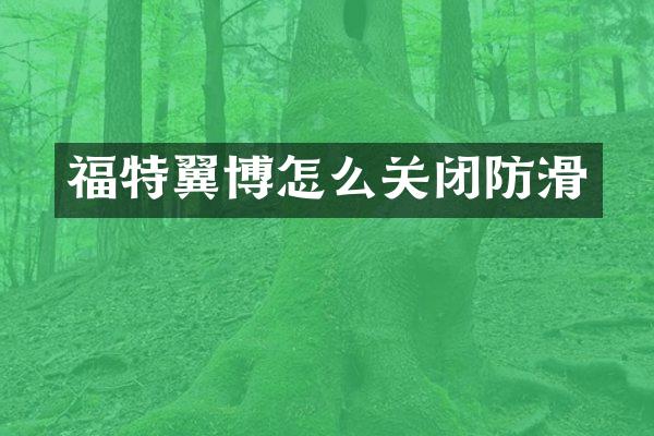 福特翼博怎么关闭防滑
