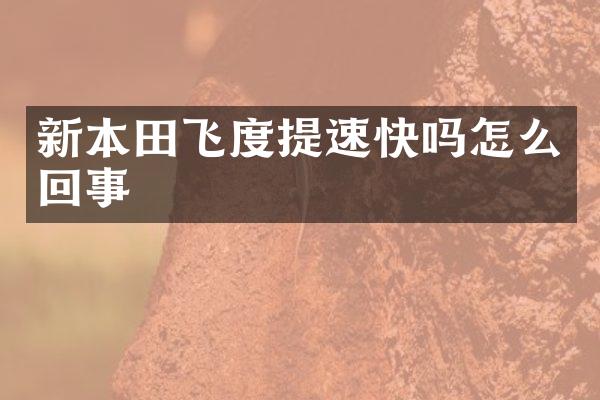 新本田飞度提速快吗怎么回事