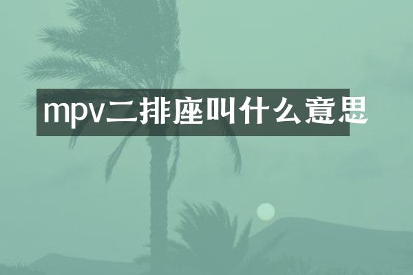 mpv二排座叫什么意思