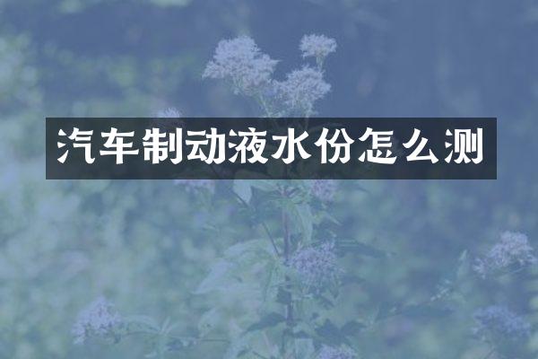 汽车制动液水份怎么测