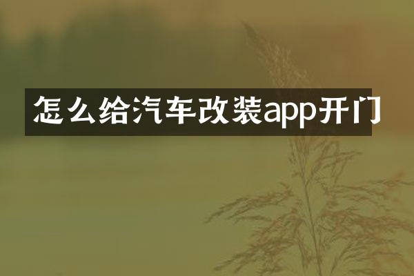 怎么给汽车改装app开门