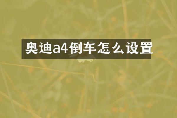 奥迪a4倒车怎么设置