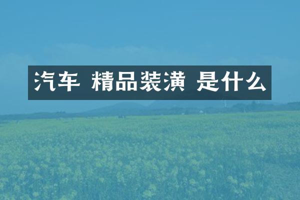 汽车 精品装潢 是什么