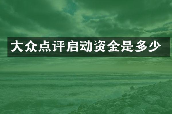 大众点评启动资金是多少