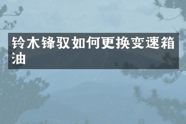 铃木锋驭如何更换变速箱油