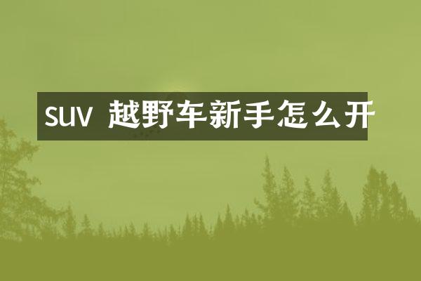 suv 越野车新手怎么开