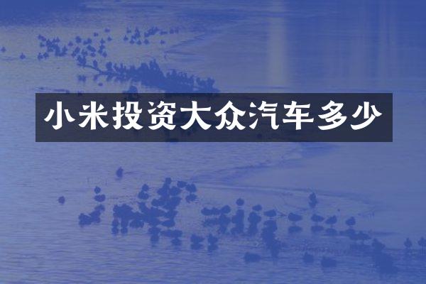 小米投资大众汽车多少