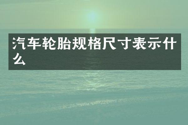 汽车轮胎规格尺寸表示什么