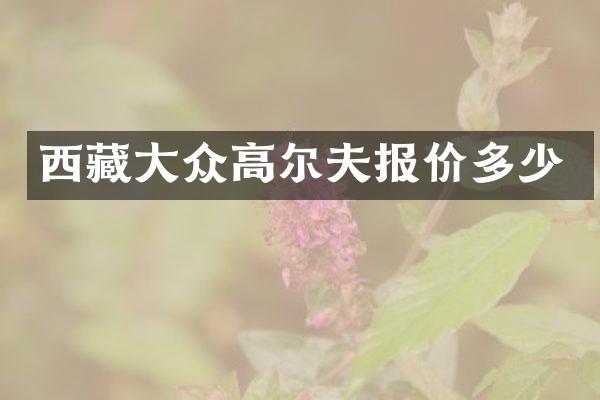 西藏大众高尔夫报价多少