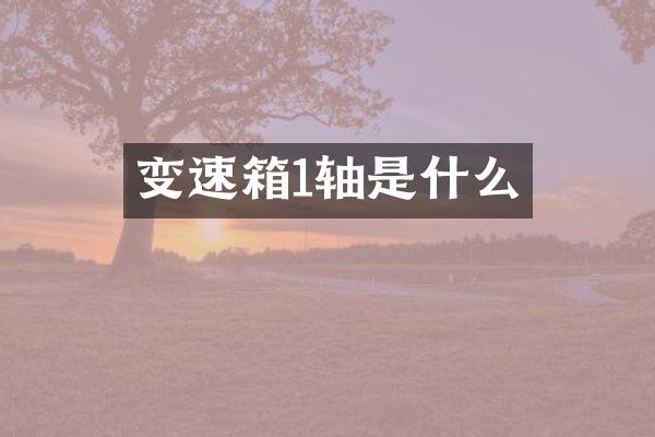 变速箱1轴是什么