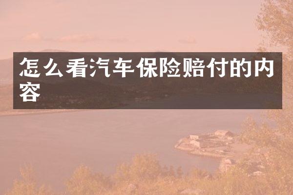 怎么看汽车保险赔付的内容