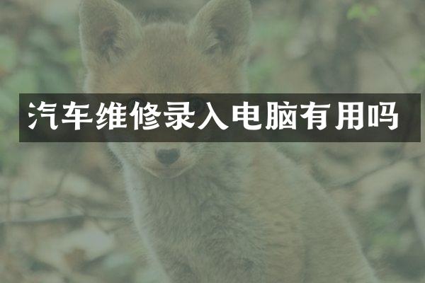 汽车维修录入电脑有用吗