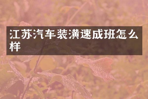 江苏汽车装潢速成班怎么样