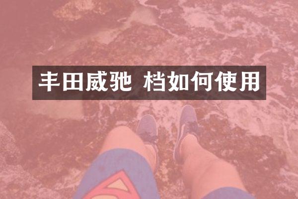 丰田威驰 档如何使用