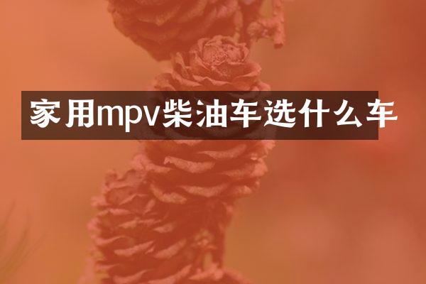 家用mpv柴油车选什么车