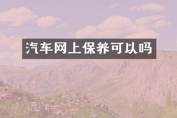 汽车网上保养可以吗