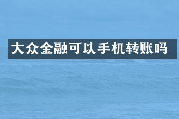 大众金融可以手机转账吗