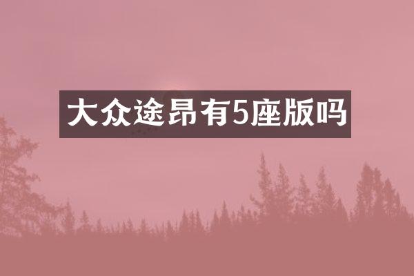 大众途昂有5座版吗