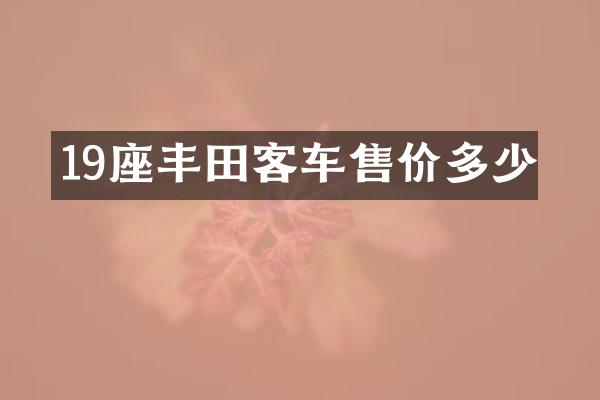 19座丰田客车售价多少