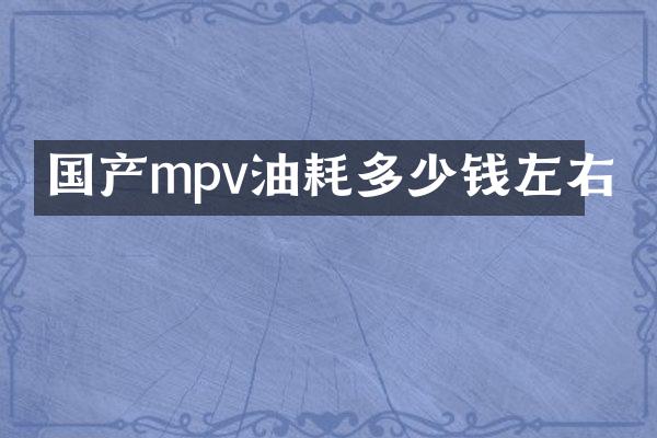 国产mpv油耗多少钱左右