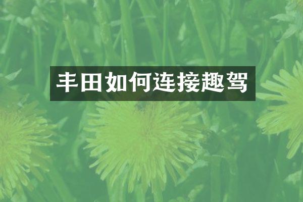 丰田如何连接趣驾